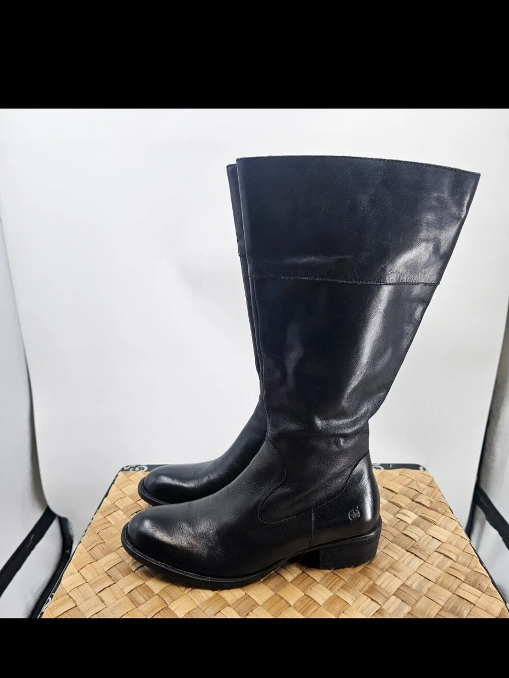 Born Classic Black Leather High Riding Boots Size 10